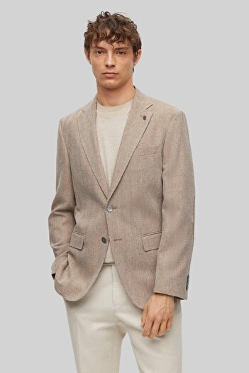 BOSS Hutson Elbow Erkek Blazer Bej