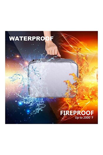 fulina Fireproof Document Bag,with Water-Resistant Zipper,Reinforced Handle,for Paper,Files,Silver