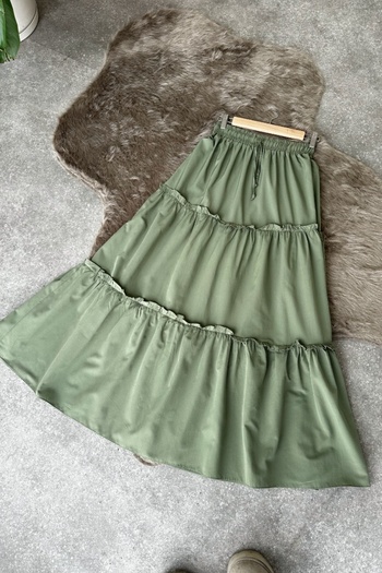 Poliyance Beryl Khaki Layered Skirt