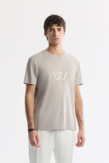 Avva Men's Regular Fit Mink Crew Neck Printed Soft Touch T-Shirt A51Y1106
