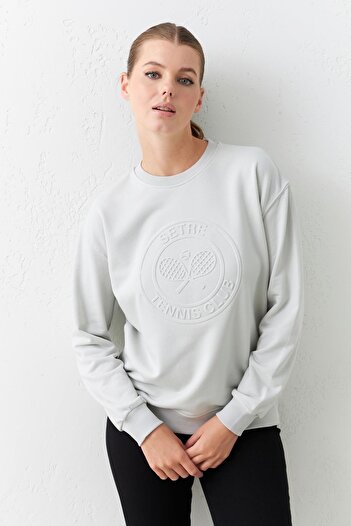 Setre Μακρυμάνικο φούτερ Crew Neck - Ανοιχτή πέτρινη λεπτομέρεια ώμου