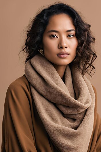 Salvia Dione Women's Fleece Scarf - Soft Puffy, Warm, Thick Color Long Shoulder Shawl