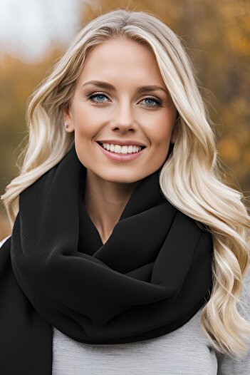 Salvia Dione Women's Fleece Scarf - Soft Puffy, Warm, Thick Color Long Shoulder Shawl