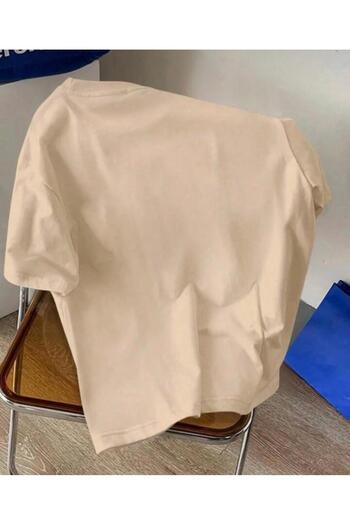 khufu Μπλουζάκι Unisex σε μπεζ Oversize Panda Pocket με στάμπα