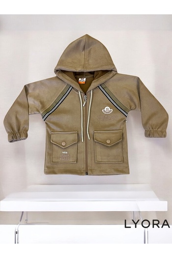 yavrucak kıds Brown Nubuck Fabric 3-Piece Boy's Suit with Seasonal Jacket, White T-Shirt and Jeans
