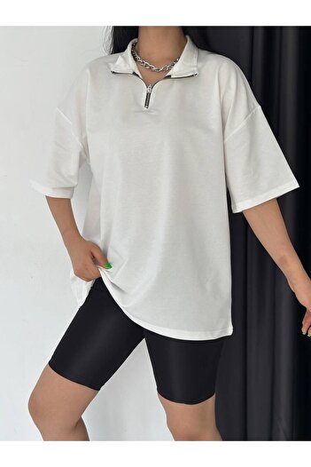 İLKCET MODA Zippered Unisex Oversize T-shirt