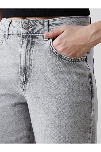 LC Waikiki LCW Jeans Gri Wideleg Kadın Jean Pantolon