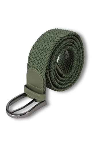 tambattal Plus Size Woven Braided Elastic Belt 4cm Green