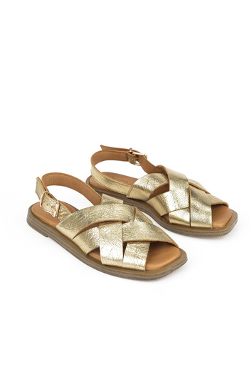 Ziya , Genuine Leather Women's Sandals 1511033 Z25014 Gold
