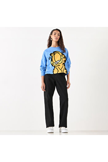SP Characters Garfield Print Sweatshirt With Crew Neck And Long Sleeves