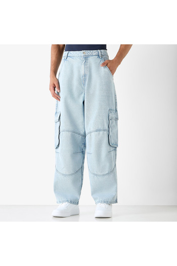 Starter Skater Fit Jeans With Pockets And Button Closure