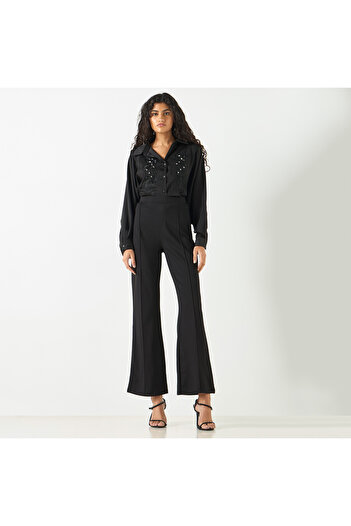 2Xtremz Bead Embellished Shirt With Bishop Sleeves And Button Placket