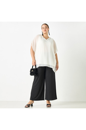 Ulla Popken Plus Size Embellished V-neck Top
