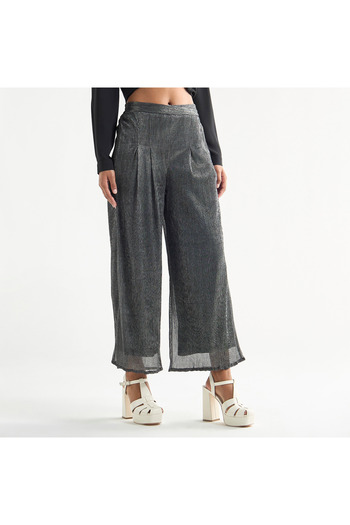 FAV Ribbed Flexi Waist Wide Leg Pants With Elasticised Waistband