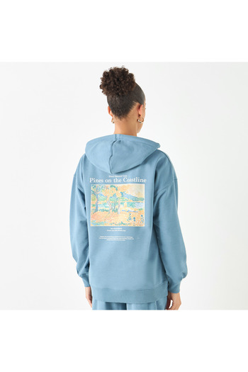 SP Characters Henri Edmond Cross Print Hooded Sweatshirt With Long Sleeves