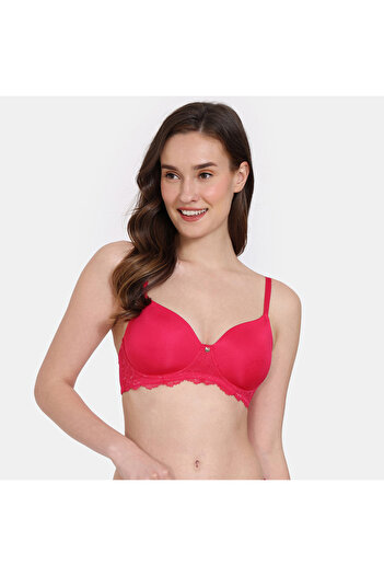 Zivame Solid Padded Non-wired Bra With Hook And Eye Closure