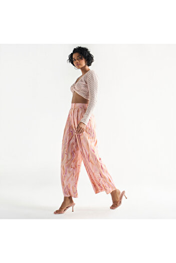 FAV All-over Print Wide Leg Pants With Elasticised Waistband And Pockets