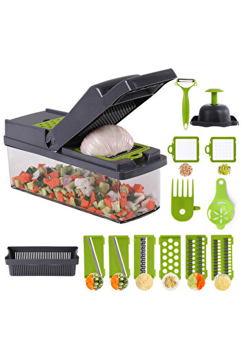 sharpdo 15-Piece Kitchen Multifunctional Vegetable Cutter,Thick Silk/Thin Silk/Thick Slice