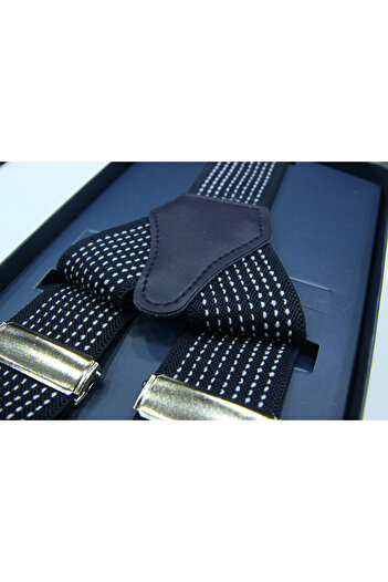 Elegante Cravatte Navy Blue Color White Dotted Luxury Salopet Trouser Hanger