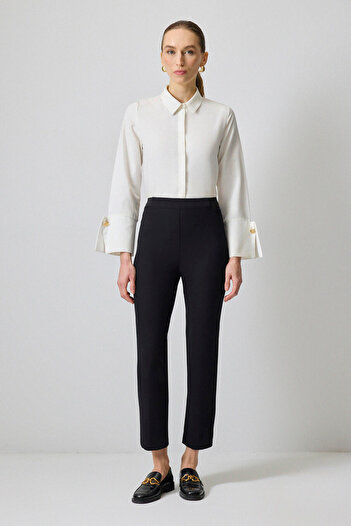 Touché Privé Crepe Pants with Slip Detail