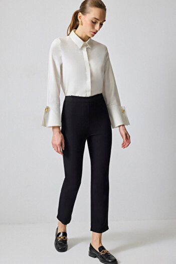 Touché Privé Crepe Pants with Slip Detail