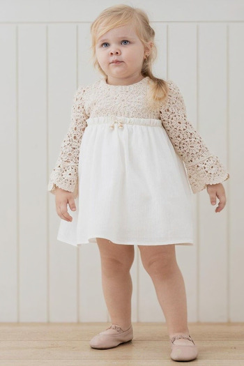 Baby Animals Baby Girl Dress Girls Kids Dress Birthday Party Wedding Linen Long Sleeve Lined Dress