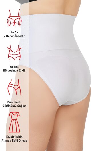 Emay Corset alb MI 2090 cu dantelă în față cu talie înaltă