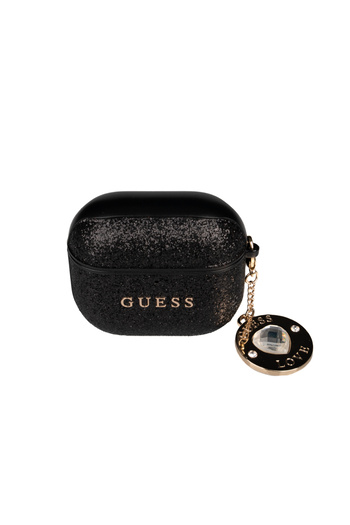 Guess AirPods 4 Case Guess Licensed Glitter Diamond Heart Case with Chain Black
