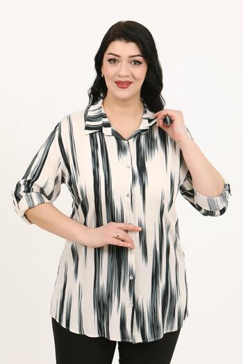 By Alba Collection Women's Khaki Cotton Viscose Plus Size Shirt