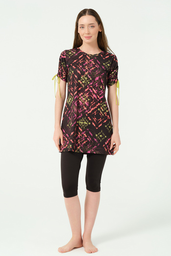 ALFASA Half Sleeve Half Closed Swimsuit with Flared Sleeves