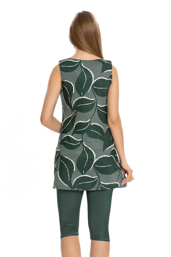 REMSA Semi-Closed Swimsuit with Zero Sleeve Leggings 152-505 Khaki
