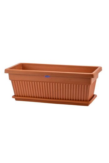 Cosmoplast Durable Rectangular Plastic Planter with Tray 30inch