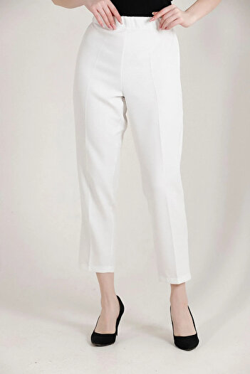 META MODA Women's Elastic Waist High Waist Trousers
