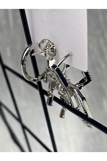 Brethils Triple Ysx Dangle Hoop Zircon Earrings Set Tarnish Free Guaranteed Steel Shipped in Gift Box