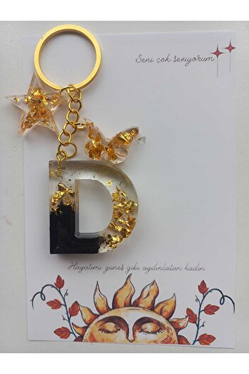 demirbasavm Mother's Day Special Handmade Epoxy Letter D Keychain(Each Letter Is Available)