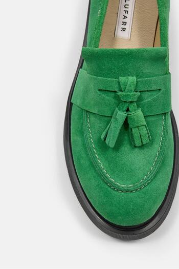 NILUFARR Γυναικείο Loafer Romina Green Γνήσιο Suede με χοντρή σόλα