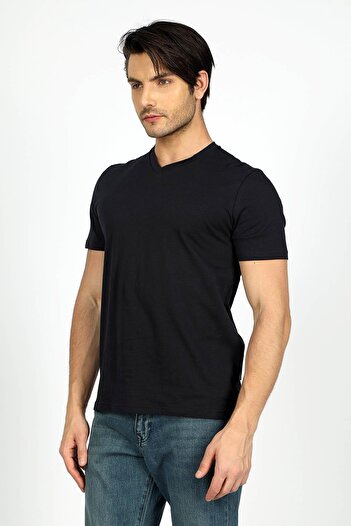 Lee Cooper Ανδρικό μπλουζάκι Jonat με λαιμόκοψη σε μπλε ναυτικό