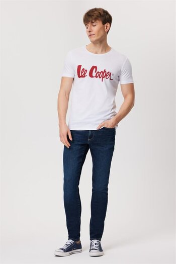 Lee Cooper Londonlogo Ανδρικό μπλουζάκι με λαιμόκοψη 100% βαμβακερό λευκό-k