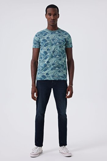 Lee Cooper Ανδρικό μπλουζάκι με λαιμόκοψη Joseph 1 - Pique Petrol Color
