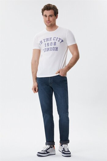 Lee Cooper Ανδρικό μπλουζάκι Allen 100% βαμβακερό με λαιμόκοψη Off White