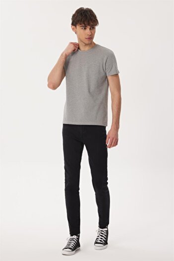 Lee Cooper Twigos 5 Ανδρικό μπλουζάκι πικέ με λαιμόκοψη σε γκρι μελανζέ
