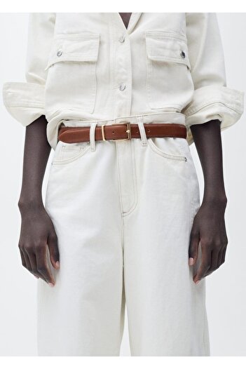 MANGO Woman Square Buckle Leather Belt