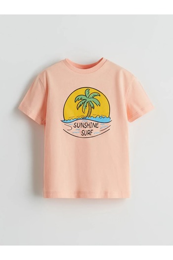 LC Waikiki LCW ECO Pink Crew Neck Bedrucktes Jungen-T-Shirt
