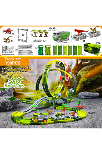 Choice1 190 Track set Magic Climbing Track train,Create A Dinosaur World Road Race Tracks, Flexible Track Pl