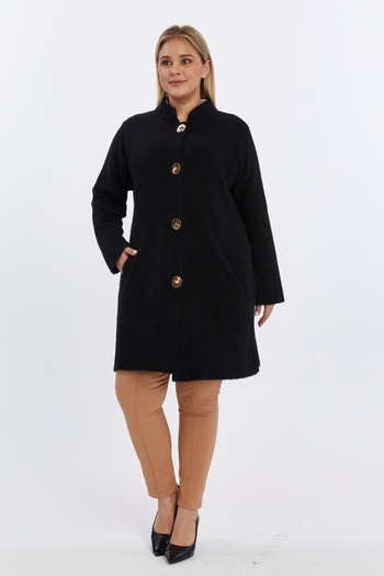 Laden Knitwear Coat Large Size Women's Bearded Woolen Very Thick High Quality Long Winter Black Mother Cardigan