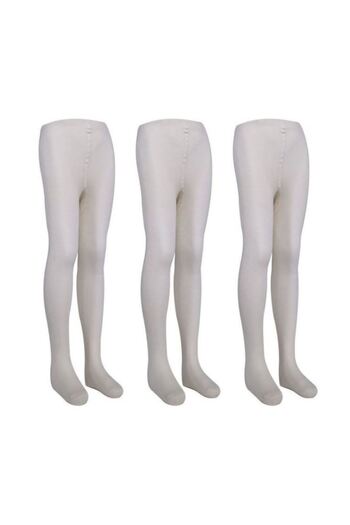 Bross Children's 3-Piece Cotton Pantyhose Ecru