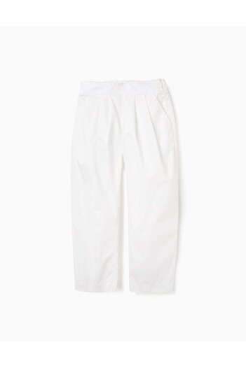 Ziddy Satin Pleated Trousers for Girls, White