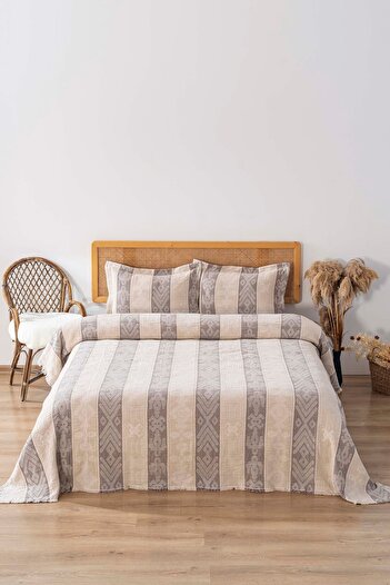Rivaİstanbul Serena Cappucino Double Bed Cover Set 3 Piece Sleep & Dowry Set