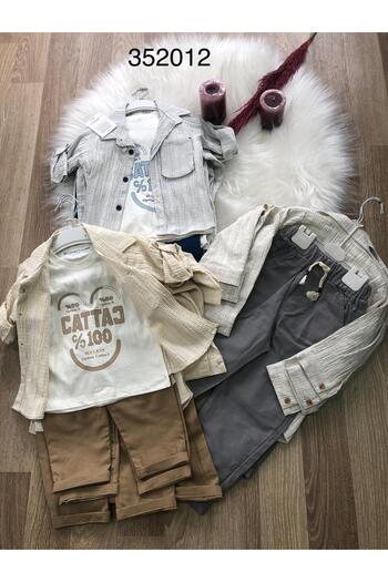 Retro Women Boy's Pants Shirt T-Shirt Cotton Stylish Set