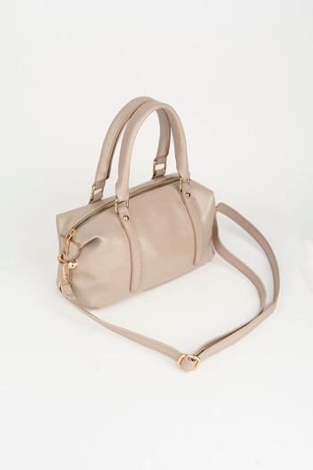 Vivaq Women's Hydrangea Mink Design Patent Leather Lined Zipper Closure Handbag and Shoulder Bag